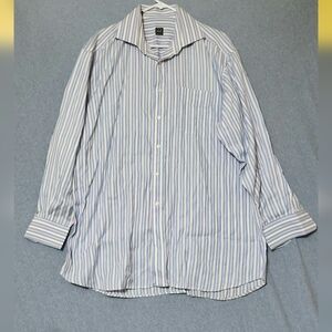 Ike Behar striped long sleeved button down shirt. Size 17/34